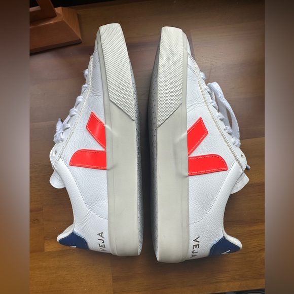 Veja EXCELLENT Campo White Fluo leather sneaker navy/orange best seller -6 - Picture 12 of 13